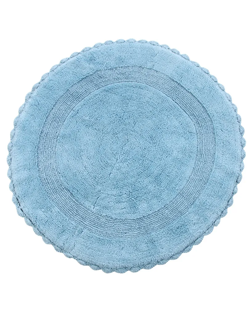 Saffron Fabs Crochet Lace Border 36" Reversible Cotton Round Bath Rug