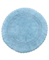 Saffron Fabs Crochet Lace Border 36" Reversible Cotton Round Bath Rug