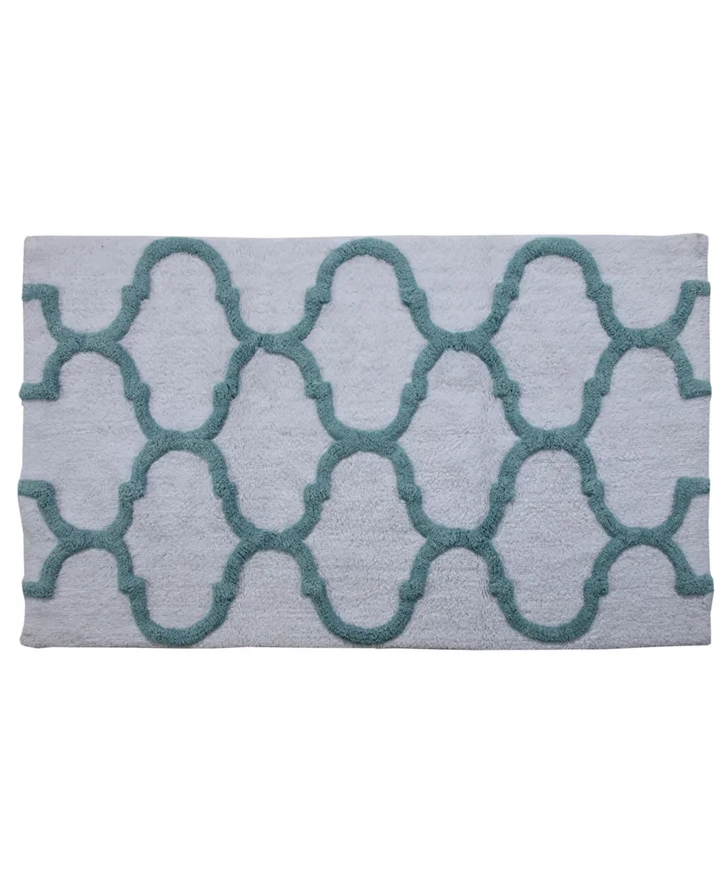 Saffron Fabs Geometric 34' x 21' Non-Skid Cotton Bath Rug