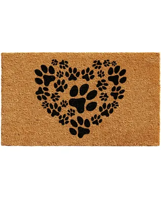 Home & More Heart Paws Natural Coir/Vinyl Doormat