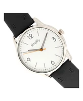 Simplify Quartz The 6300 White Dial, Genuine Black Leather Watch 41mm