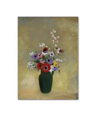 Odilon Redon 'Large Green Vase With Mixed Flowers' Canvas Art - 32" x 24" x 2"