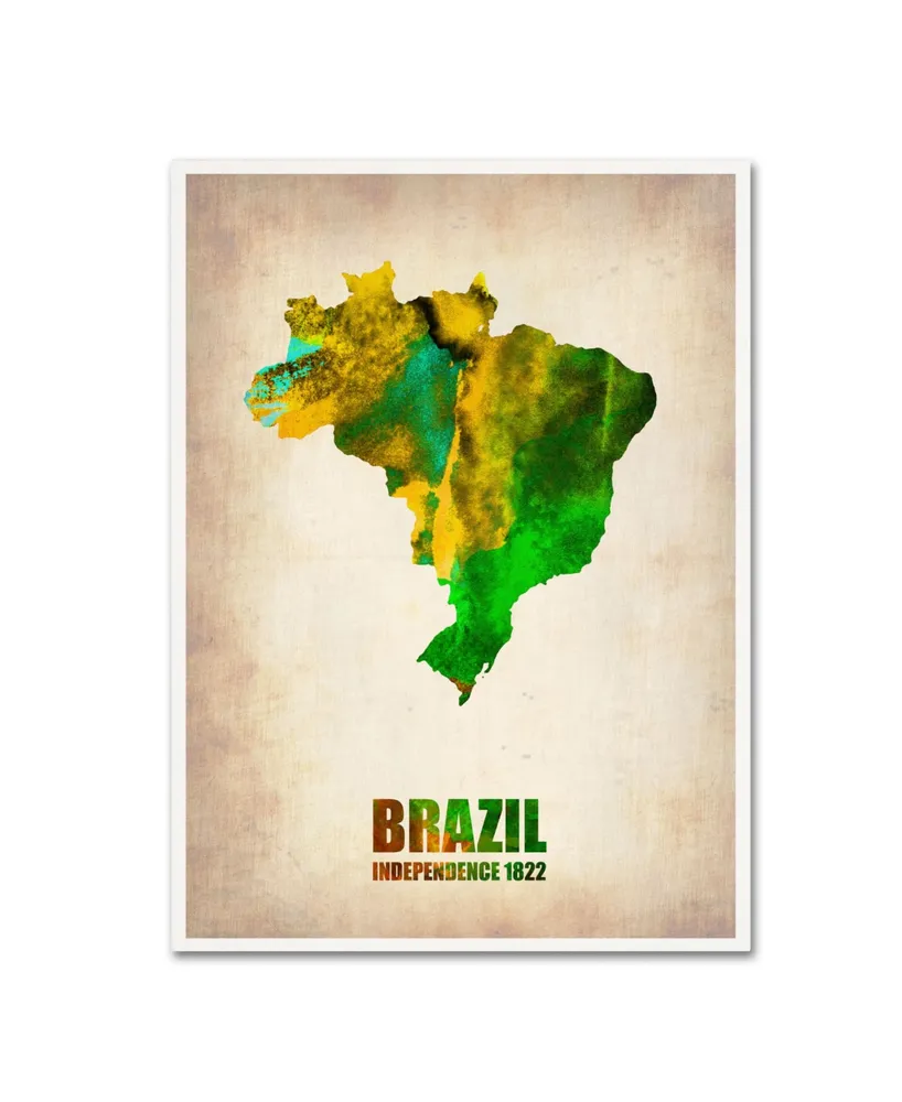 Naxart 'Brazil Watercolor Map' Canvas Art - 24" x 32" x 2"