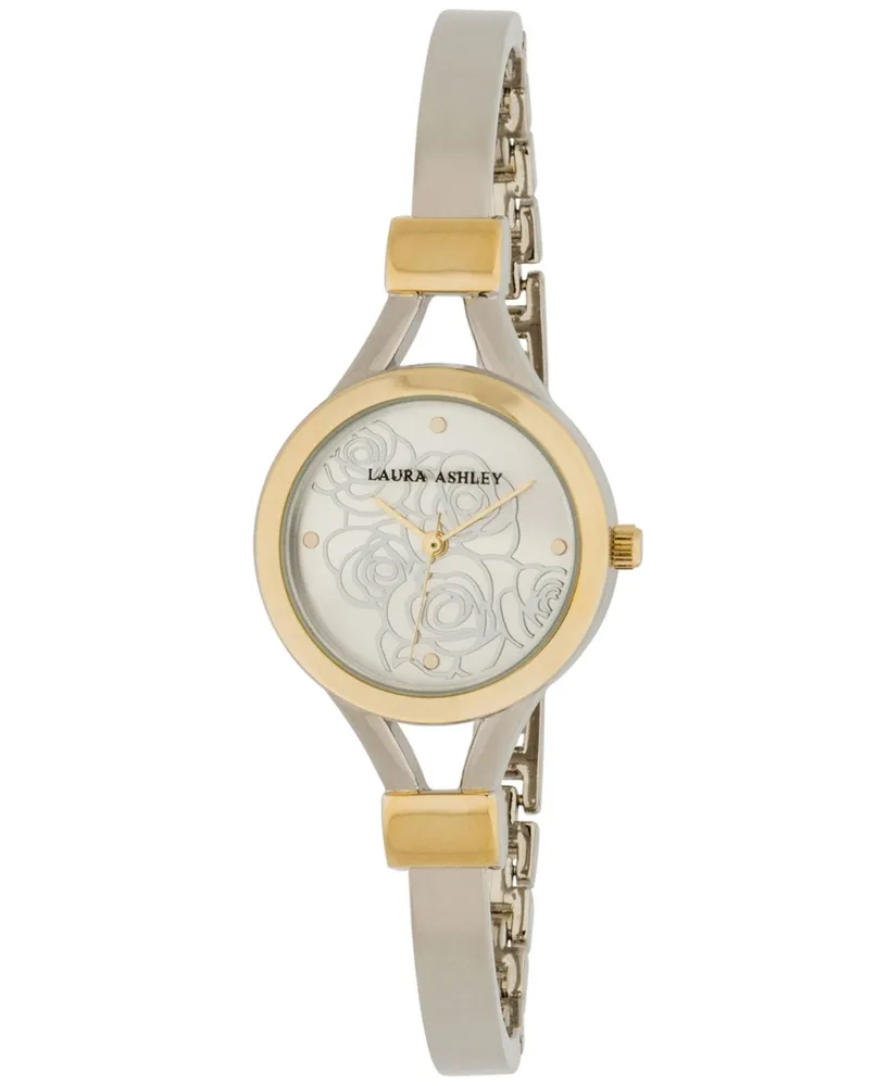 Laura Ashley Ladies' Two Tone Gold Thin Bangle With Floral Dial Watch