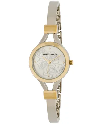 Laura Ashley Ladies' Two Tone Gold Thin Bangle With Floral Dial Watch