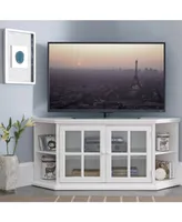 Leick Home Riley Holliday Cottage White 56" Corner Tv Console with Bookcase/Display