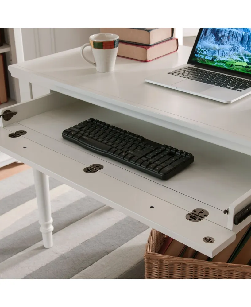 Leick Home Cottage White Turned leg Laptop Desk with Center Drawer