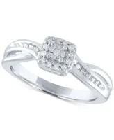 Diamond Square Cluster Promise Ring (1/10 ct. t.w.) Sterling Silver