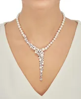 Arabella Cultured Freshwater Pearl (5-1/2 - 9-1/2mm) & Cubic Zirconia 17" Statement Necklace in Sterling Silver, Created for Macy's