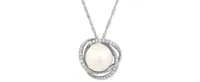 Honora Cultured Freshwater Pearl (8mm) & Diamond (1/8 ct. t.w.) 18" Pendant Necklace 14k Yellow Gold or White