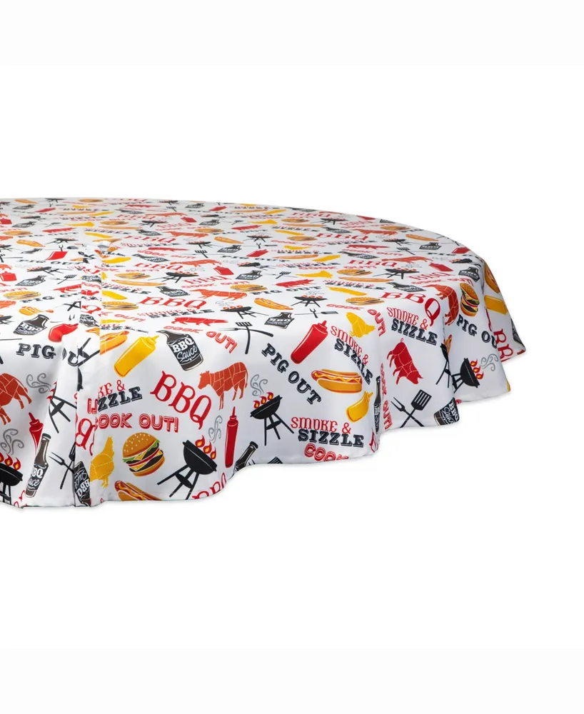 Bbq Fun Print Outdoor Table cloth with Zipper 60" Round