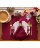 Solid Wine Heavyweight Fringed Napkin Set of 6