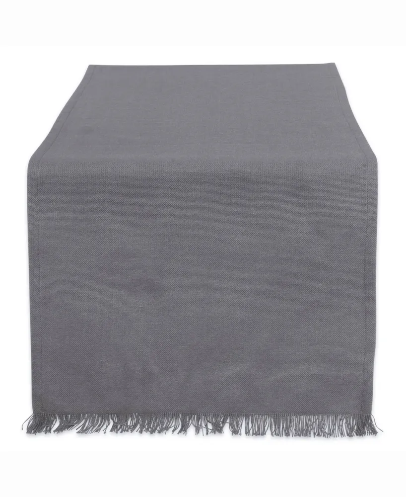 Solid Gray Heavyweight Fringed Table Runner 14" X 72"