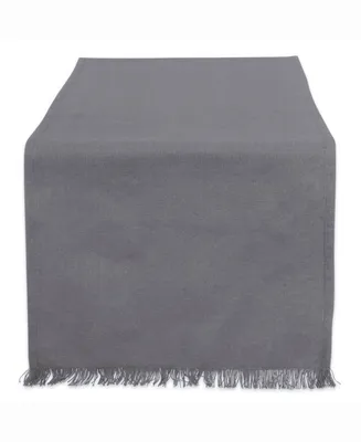 Solid Gray Heavyweight Fringed Table Runner 14" X 72"