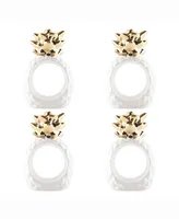 Gold Pineapple Napkin Ring Set of 4