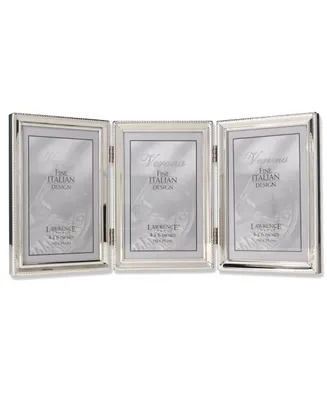 Lawrence Frames Polished Silver Plate Hinged Triple Picture Frame - Bead Border Design