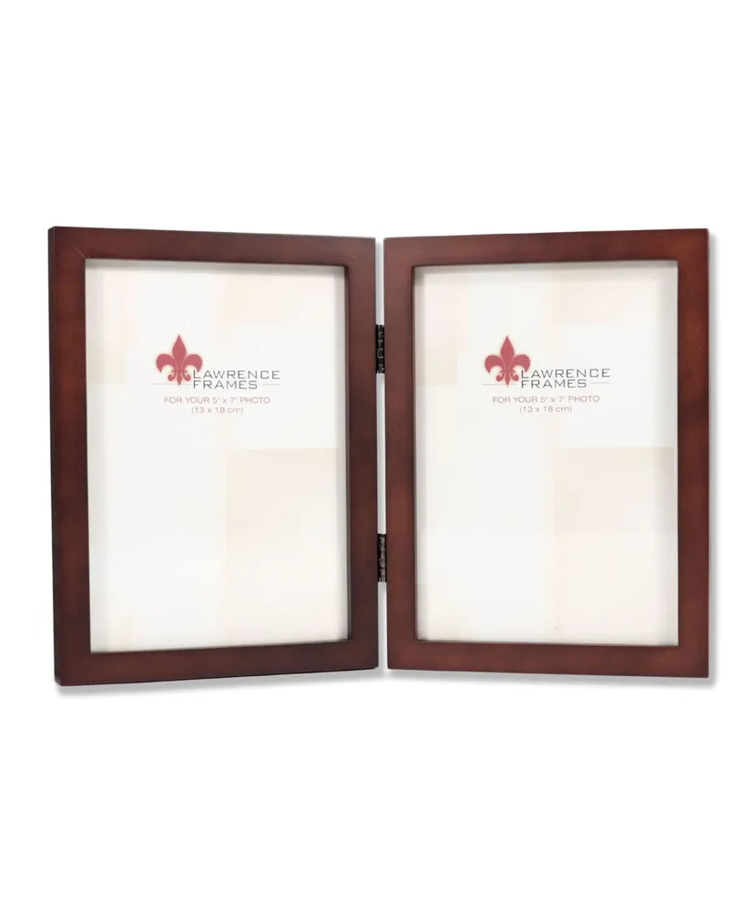 Lawrence Frames 755957D Espresso Wood Hinged Double Picture Frame - 5" x 7"