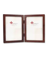 Lawrence Frames 755957D Espresso Wood Hinged Double Picture Frame - 5" x 7"