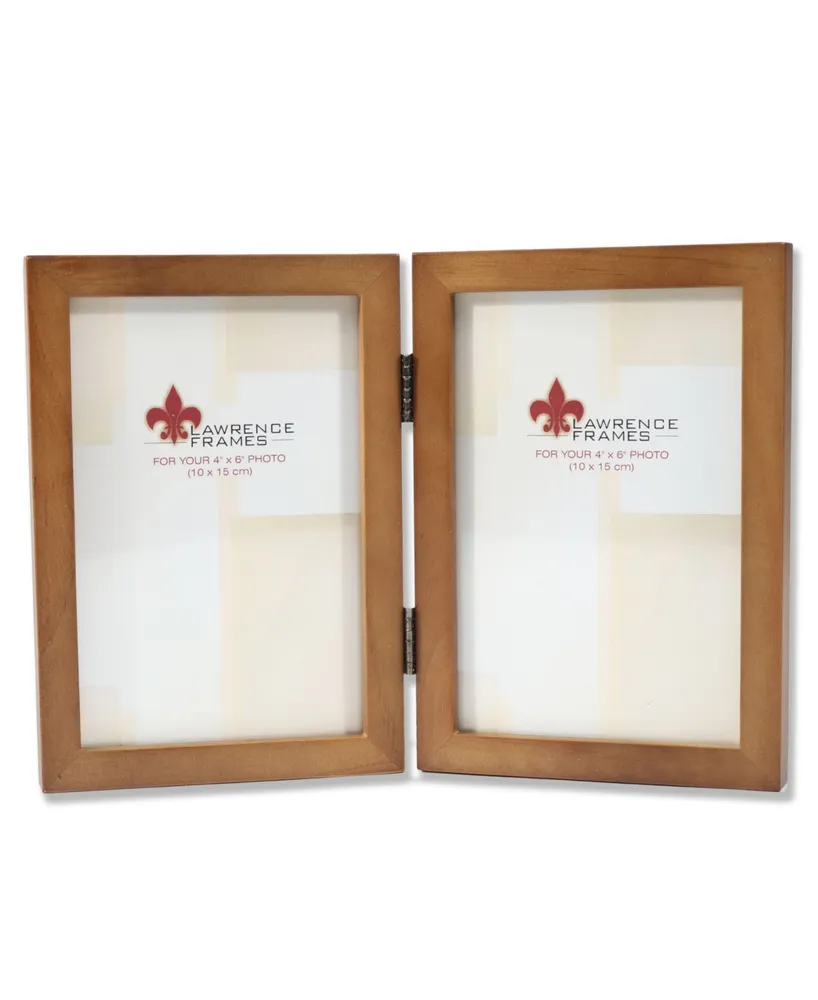 Lawrence Frames 766046D Nutmeg Wood Hinged Double Picture Frame - 4" x 6"