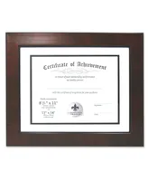 Lawrence Frames Dual Use Mahogany Faux Burl 11" x 14" Certificate Picture Frame with Double Bevel Cut Matting For Document - 8.5" x 11"