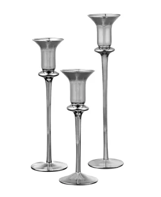 Qualia Glass Argent Glass Candlesticks, Set Of 3