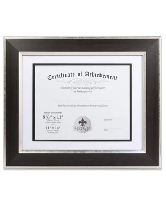 Lawrence Frames Dual Use Ebony 11" x 14" Certificate Picture Frame with Double Bevel Cut Matting For Document - 8.5" x 11"