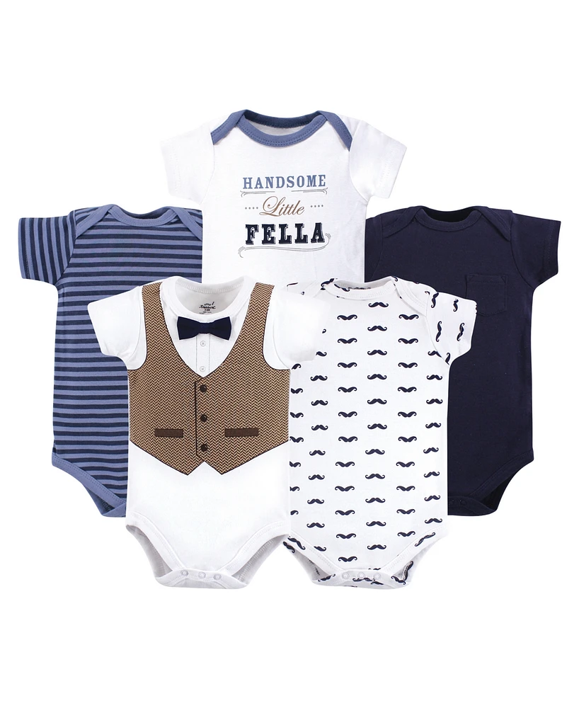 Little Treasure Baby Boy Cotton Bodysuits 5pk, Tux & Tie, 18-24 Months