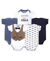 Little Treasure Baby Boys Cotton Bodysuits 5pk, Gentleman, 18-24 Months