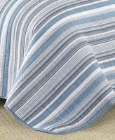 Nautica Jettison Grey/Blue Cotton Reversible -Piece Quilt Set