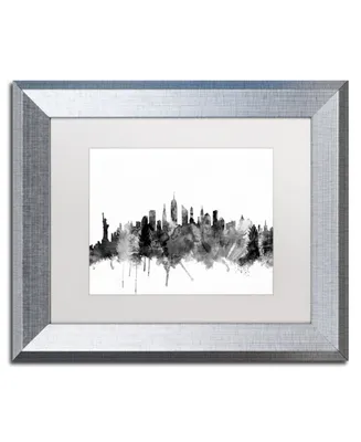 Michael Tompsett 'New York City Skyline B&W' Matted Framed Art - 11" x 14"