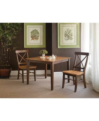 International Concepts 36X36 Dining Table With 2 X-Back Chairs