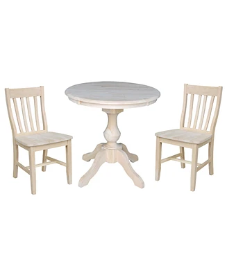 International Concepts 30" Round Top Pedestal Table- With 2 Cafe Chairs