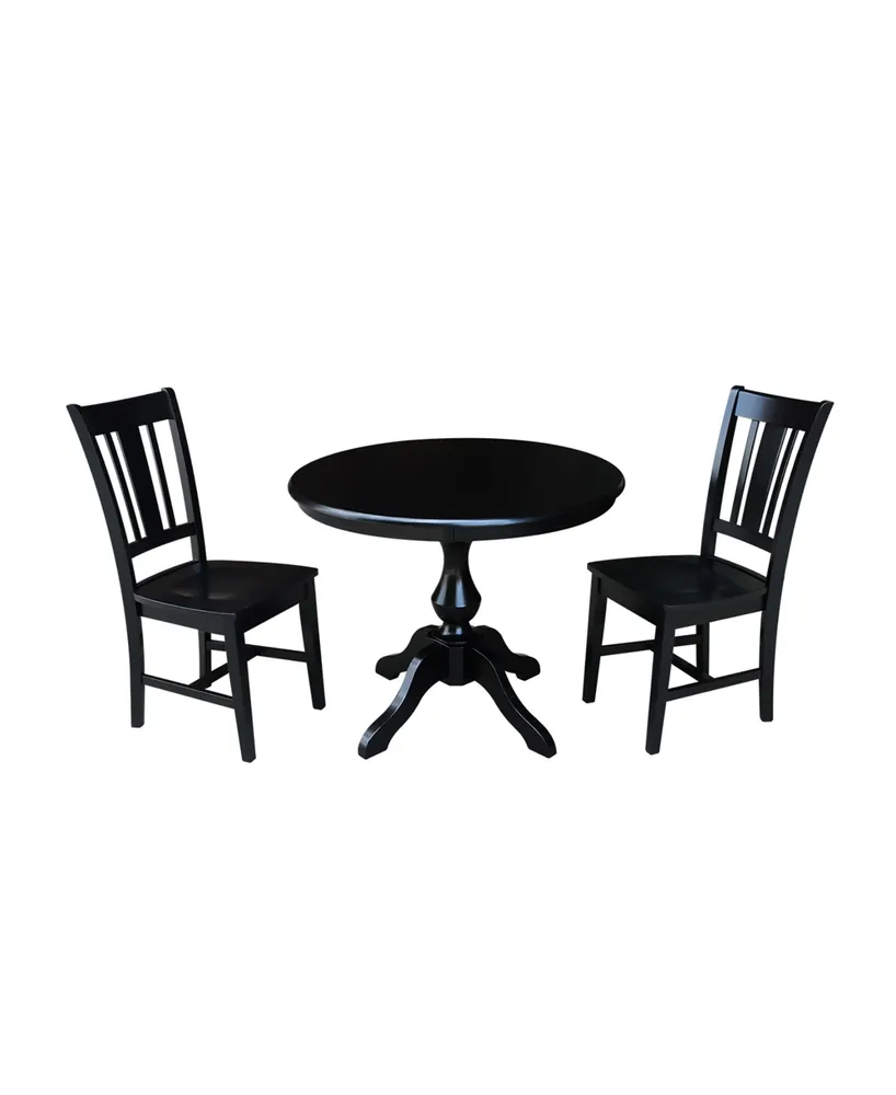 International Concepts 30" Round Top Pedestal Table- With 2 San Remo Chairs