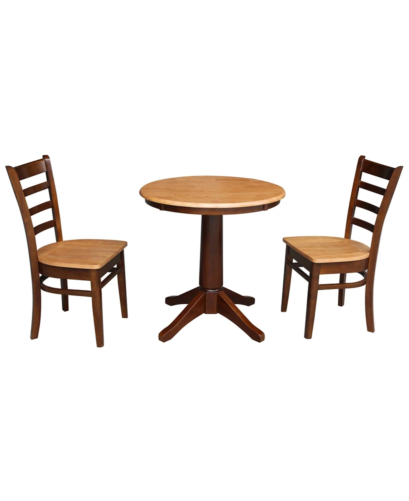 International Concepts 30" Round Top Pedestal Table- With 2 Chairs