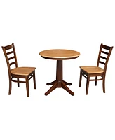 International Concepts 30" Round Top Pedestal Table- With 2 Chairs