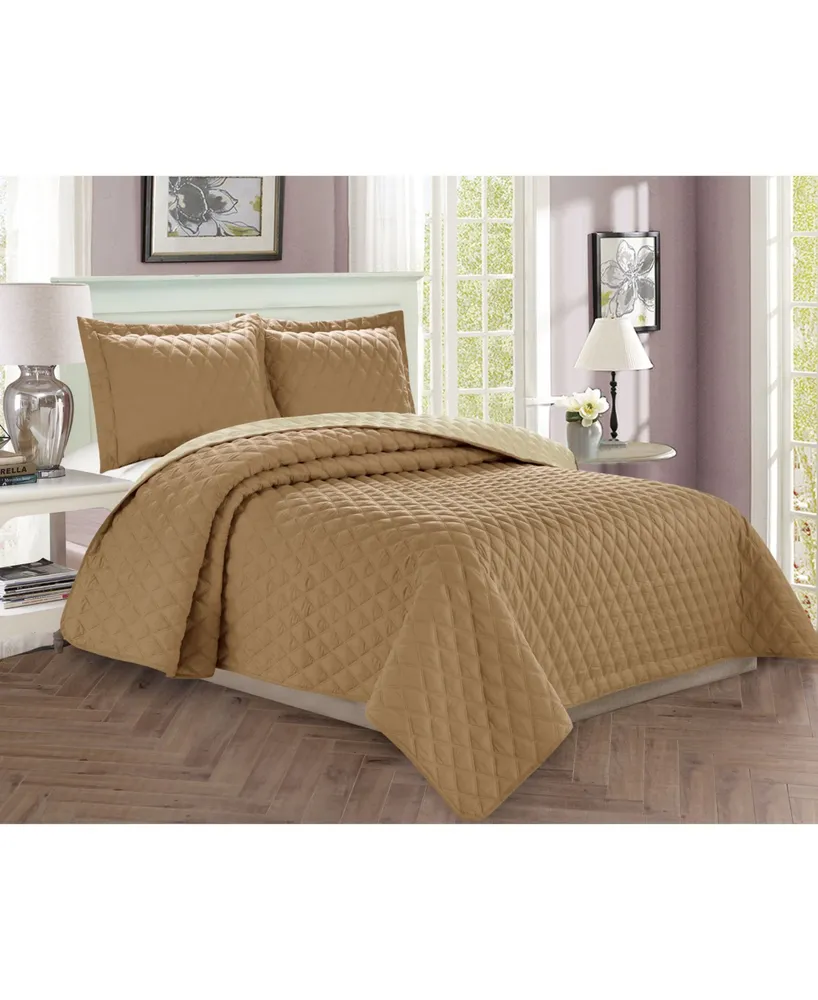 Elegant Comfort Luxury Diamond Design 2 Pc. Quilted Coverlet Set,Twin/Twin Xl