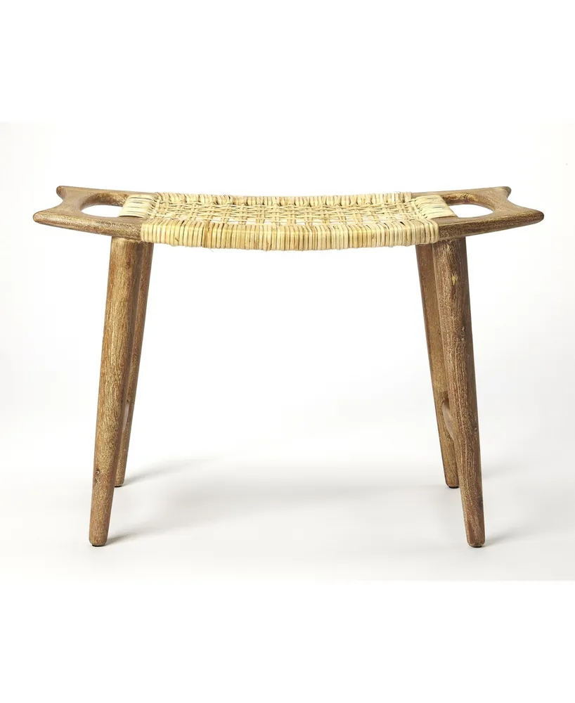 Butler Tristan Wood and Rattan Stool