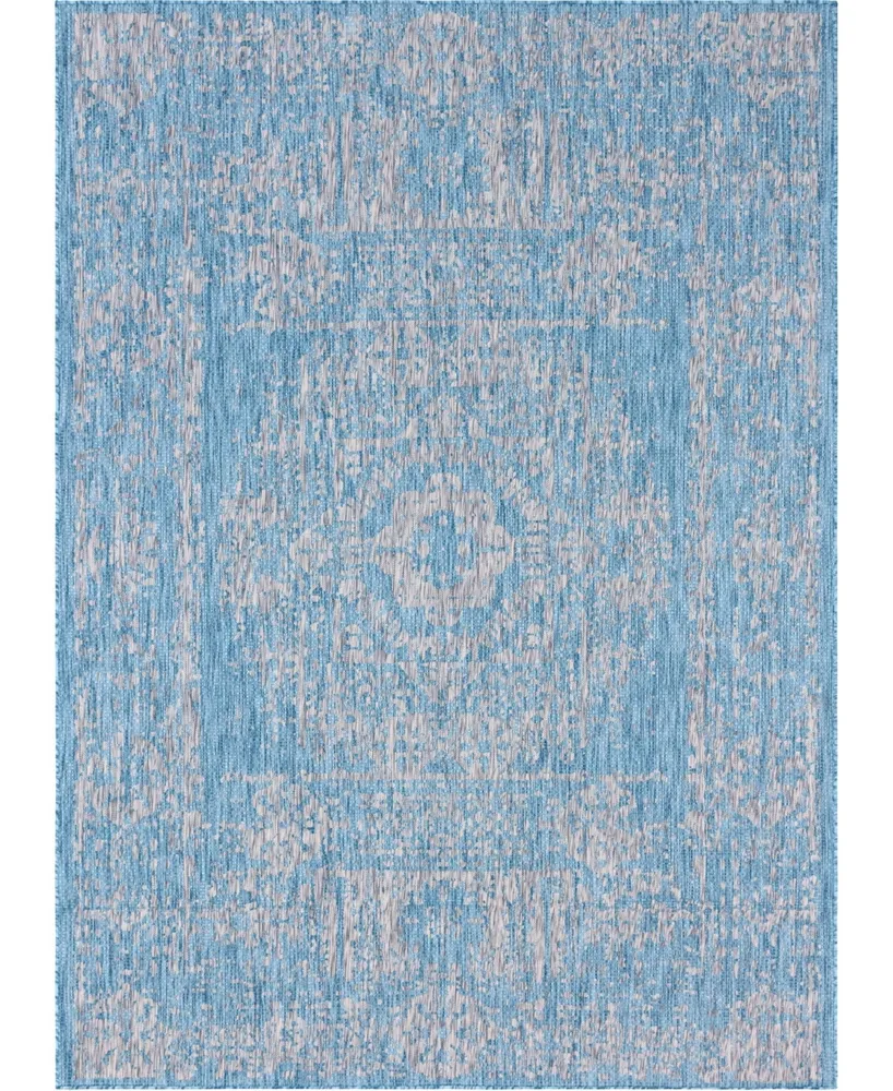 Bayshore Home Outdoor Pashio Pas8 Light Aqua 8' x 11' 4" Area Rug