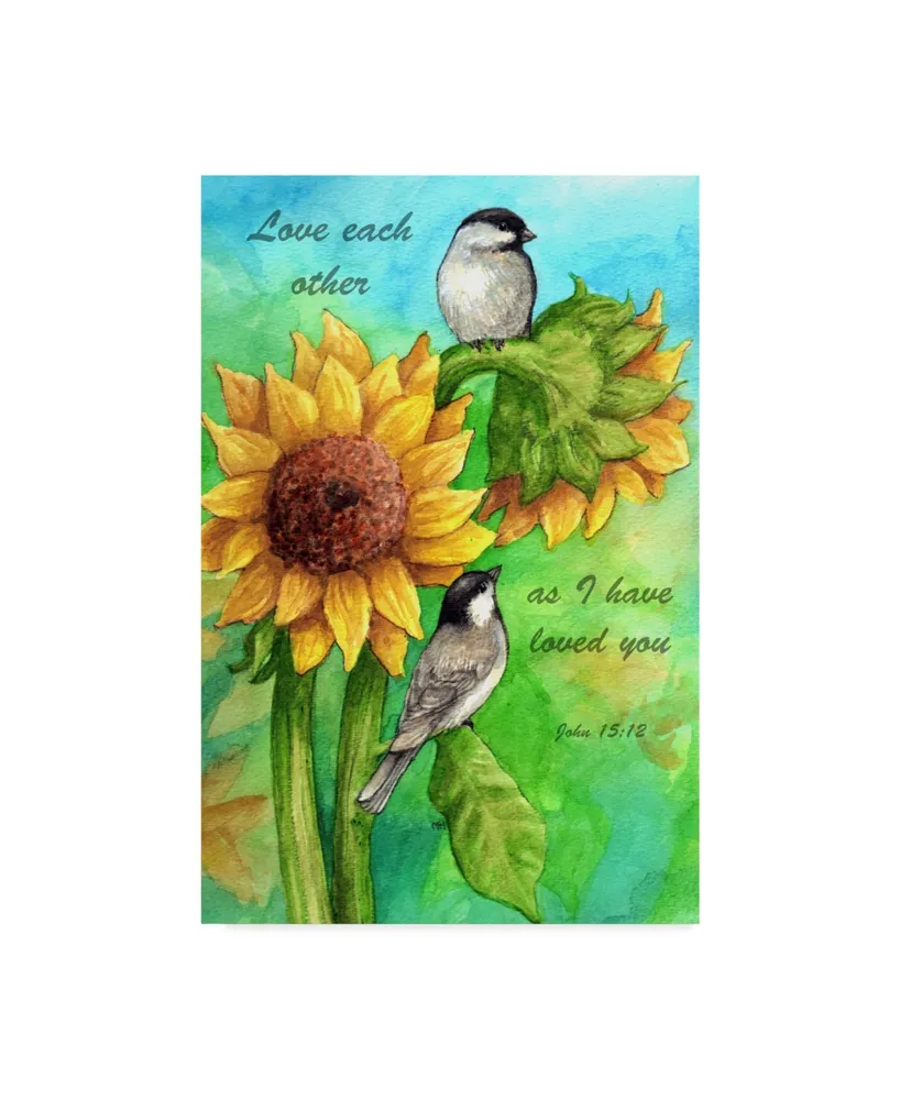 Melinda Hipsher 'Sunflower And Chickadee' Canvas Art - 16" x 24"