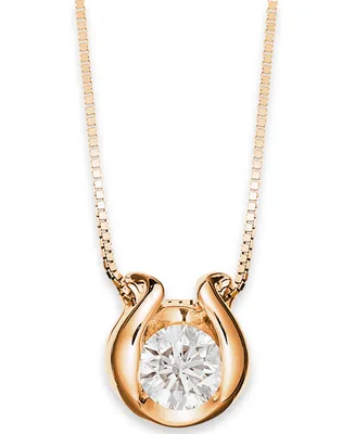 Sirena Bezel-Set Diamond (1/12 ct. t.w.) Pendant Necklace 14k Gold