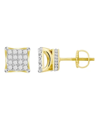 Men's Diamond (3/4 ct.t.w.) Square Earring Set in 10k Yellow Gold