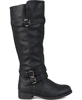 Journee Collection Women's Bite Wide Calf Knee High Buckle Boots