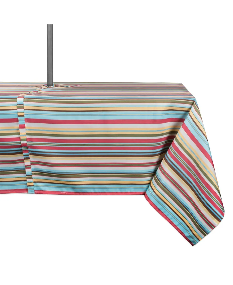 Summer Stripe Outdoor Tablecloth with Zipper 60" x 84"
