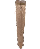 Journee Collection Women's Spritz Wide Calf Lace Up Over The Knee Boots