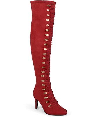 Journee Collection Women's Trill Wide Calf Lace Up Over The Knee Dress Boots