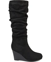 Journee Collection Women's Haze Wide Calf Rouched Knee High Wedge Boots