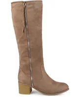 Journee Collection Women's Sanora Wide Calf Stacked Block Heel Knee High Boots