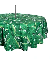 Banana Leaf Outdoor Tablecloth with Zipper 60" Round
