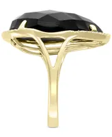Effy Onyx (22 x 15mm) & Diamond (1/10 ct. t.w.) Statement Ring in 14k Gold