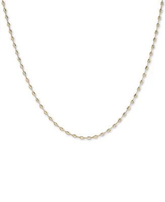 Italian Gold Diamond Cut Oval Bead, 18" Chain Necklace (2-5/8mm) in 14k Gold, Made in Italy
